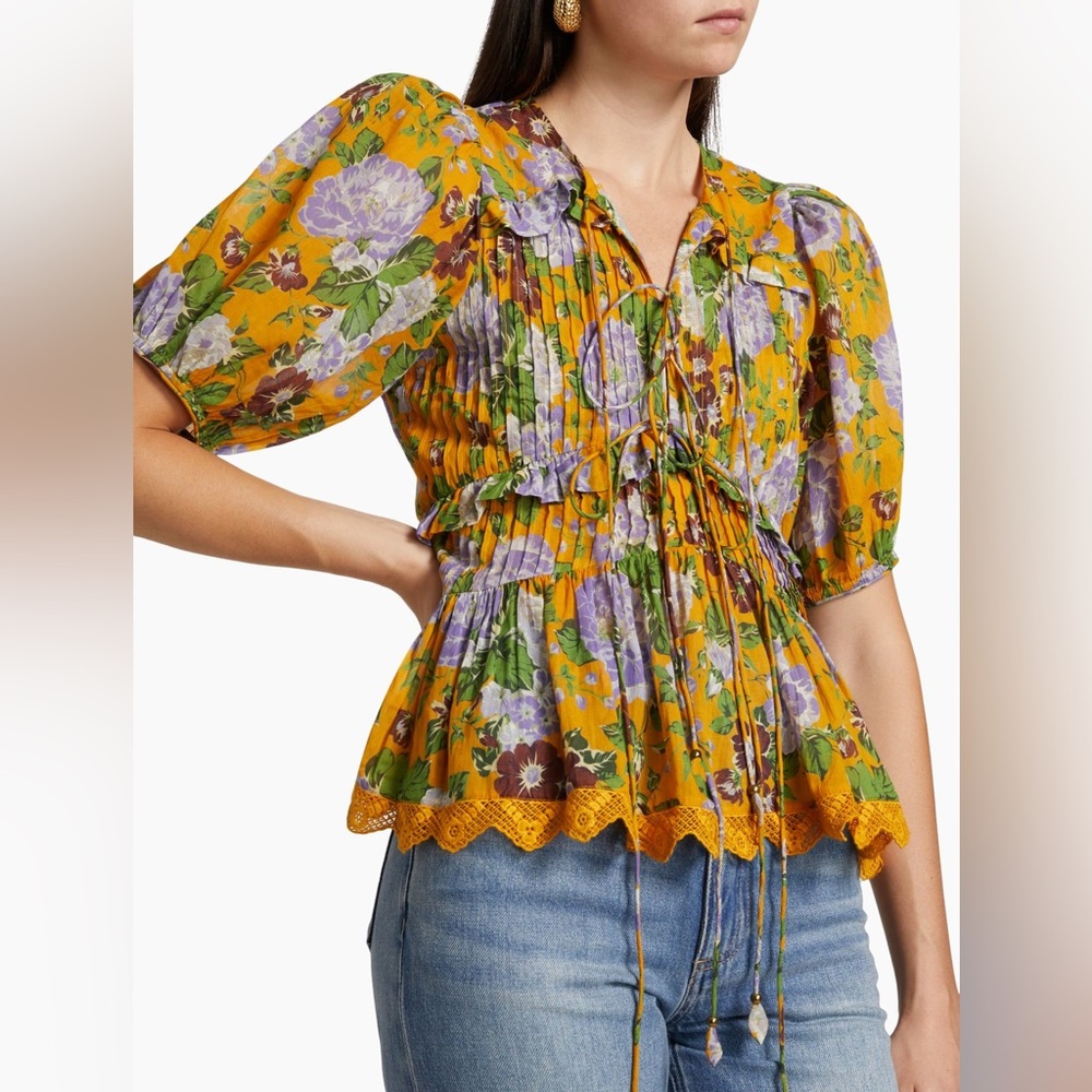 FARM Rio Capri Peplum Hem Top